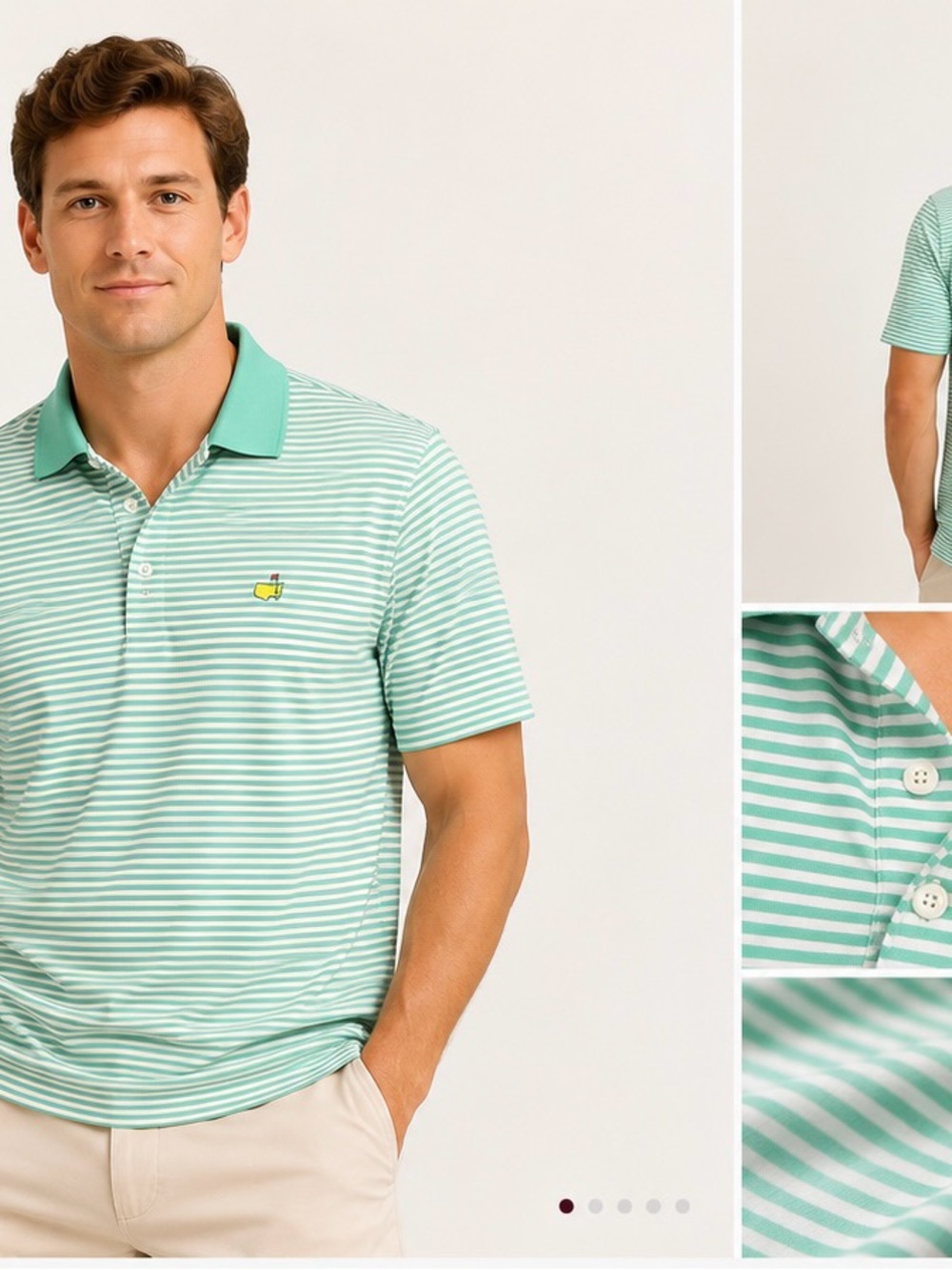 UNTUCKit Mint and White Striped Polo Shirt
